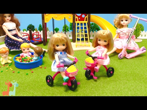 リカちゃん ミキちゃんマキちゃん おでかけさんりんしゃ / Licca-chan Doll Tricycle Playset and Ball Pit