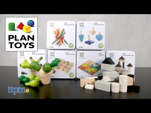 Memo Game, Pick-Up Sticks, Mosaic, Balancing Cactus, Construction Set &amp; Spinning Tops from Plan Toys